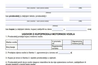 ugovor o kupoprodaji automobila